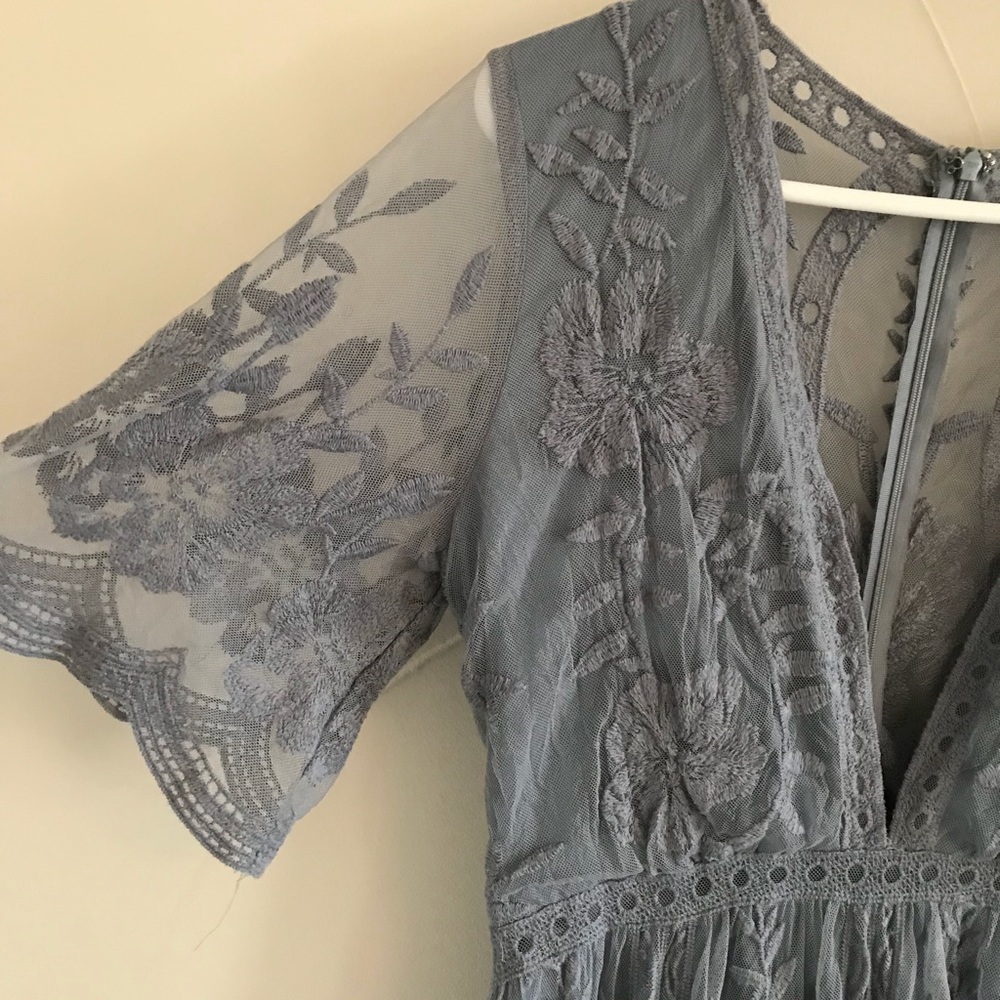 Long Lace blue dress